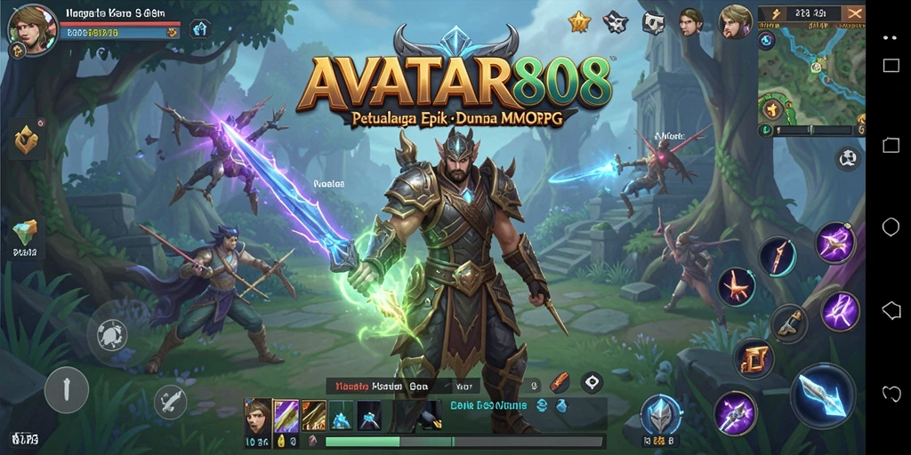 Screenshot gameplay AVATAR808 menampilkan pertempuran mendebarkan di dunia MMORPG.