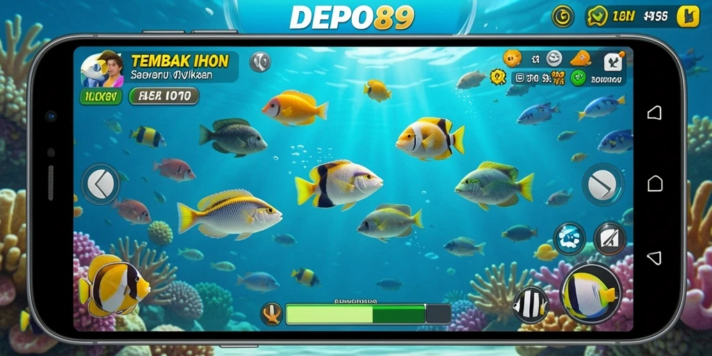 Tampilan gameplay seru di DEPO89 saat menangkap ikan.