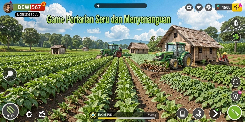 Tampilan gameplay DEWI567 yang seru dengan aktivitas bertani.