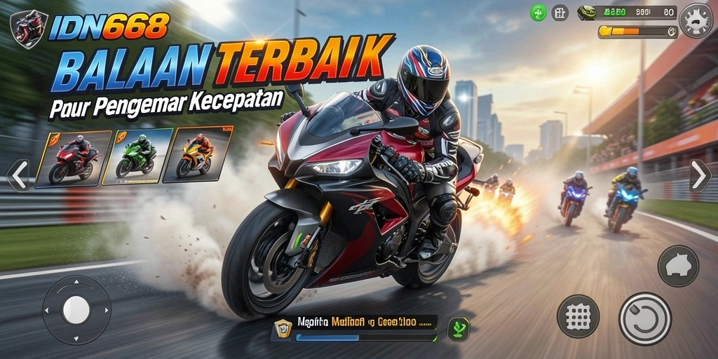 Gameplay exciting di IDN668 dengan balapan motor yang seru.