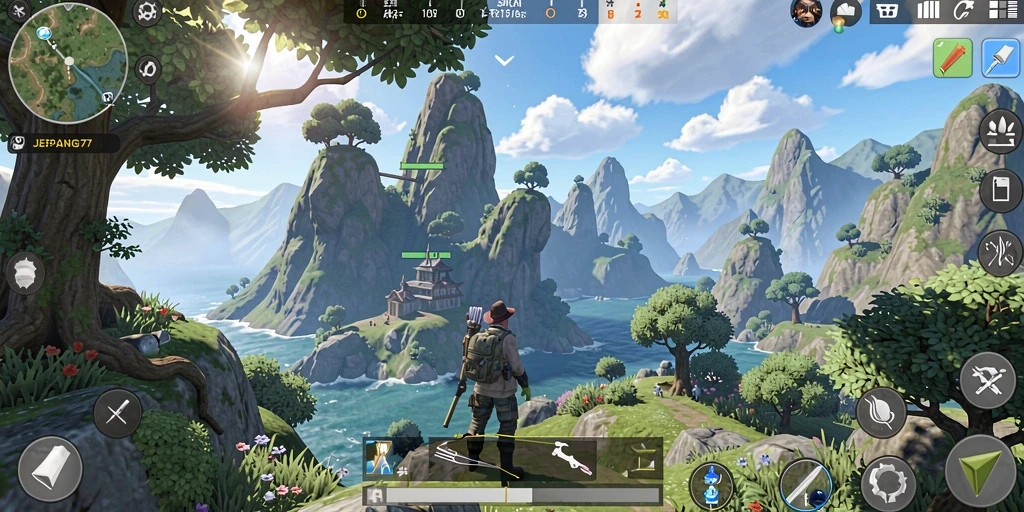Tampilan gameplay yang menakjubkan dari JEPANG77 dalam dunia terbuka.
