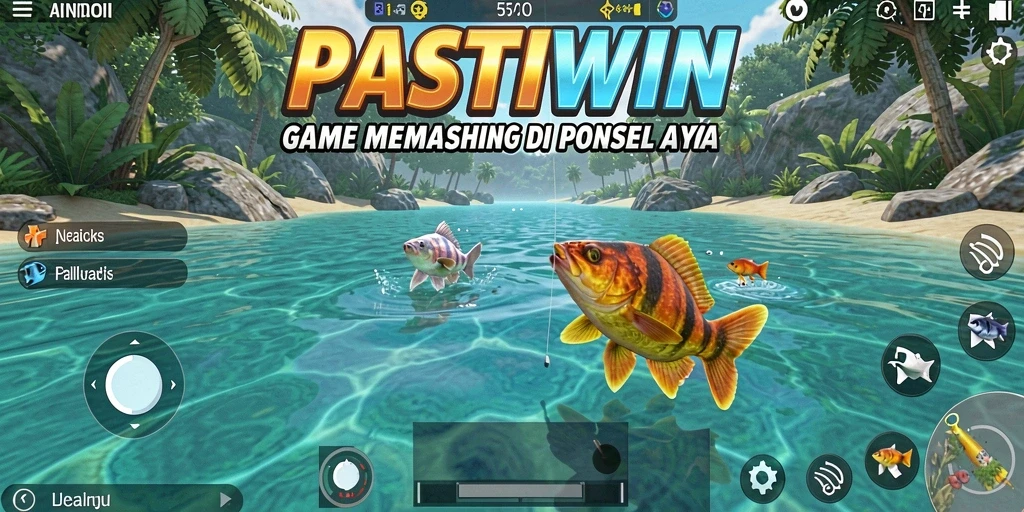 Tampilan gameplay PASTIWIN yang menampilkan aksi memancing yang seru.