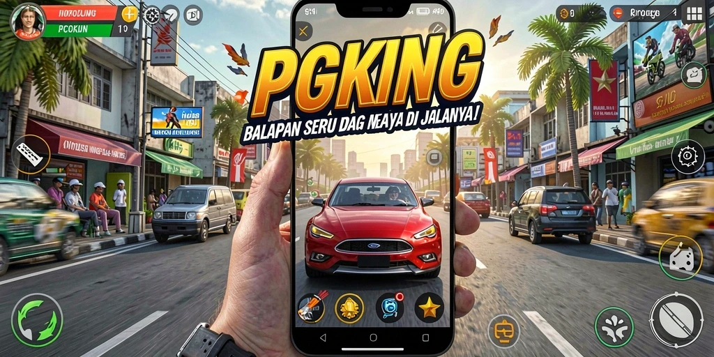 Tangkapan layar PGKING menampilkan aksi balapan yang mendebarkan dan grafik yang memesona.