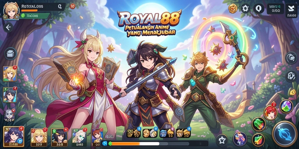 Tampilan gameplay seru dari ROYAL88 dengan karakter Anime ikonik.