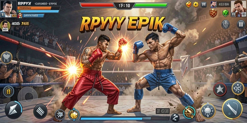 Screenshot utama RPYYY menampilkan aksi pertarungan yang mendebarkan.
