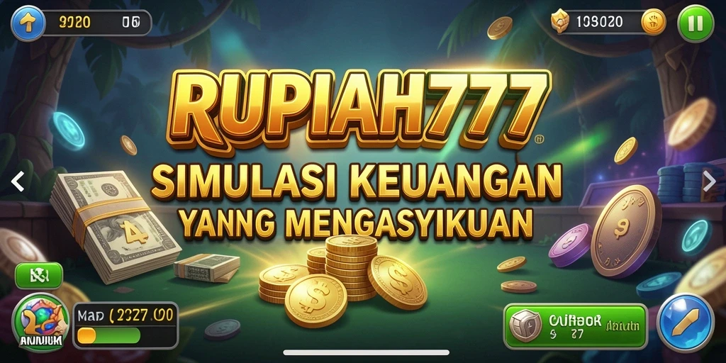 Tampilan gameplay RUPIAH777 dengan elemen simulasi keuangan.