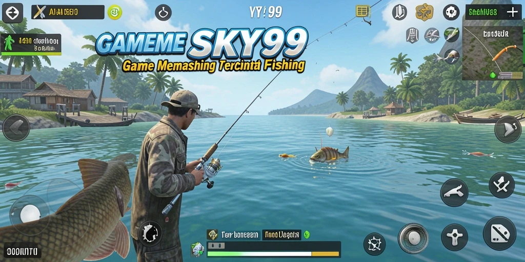 Tangkapan besar dalam gameplay memancing yang seru.