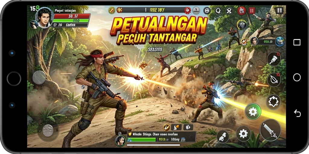Tangkapan layar utama T6 menampilkan aksi seru pertarungan karakter.
