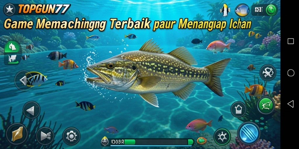 Screenshot gameplay menarik dari TOPGUN77 saat memancing ikan.
