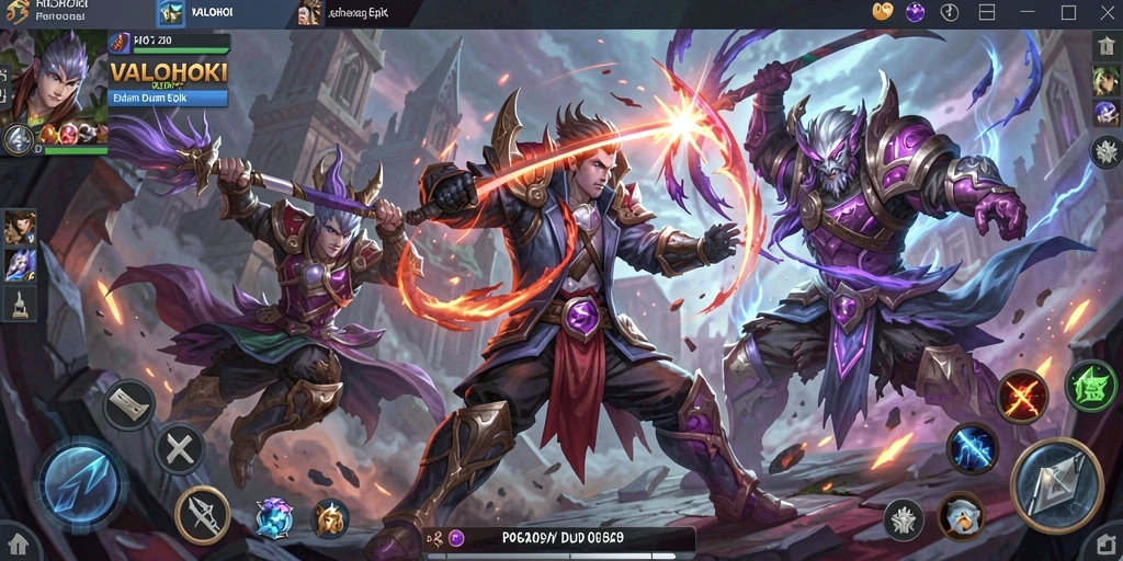 Tampilan gameplay seru dalam pertandingan MOBA VALOHOKI.