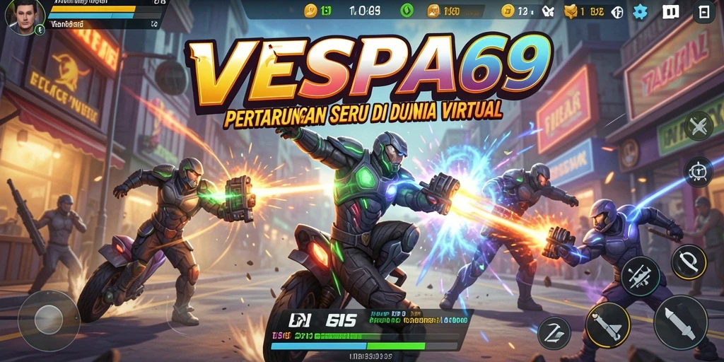 Gameplay seru VESPA69 dengan pertarungan antar karakter yang dinamis.